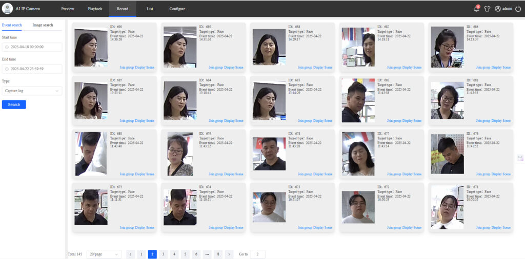 Ai face recognition camera