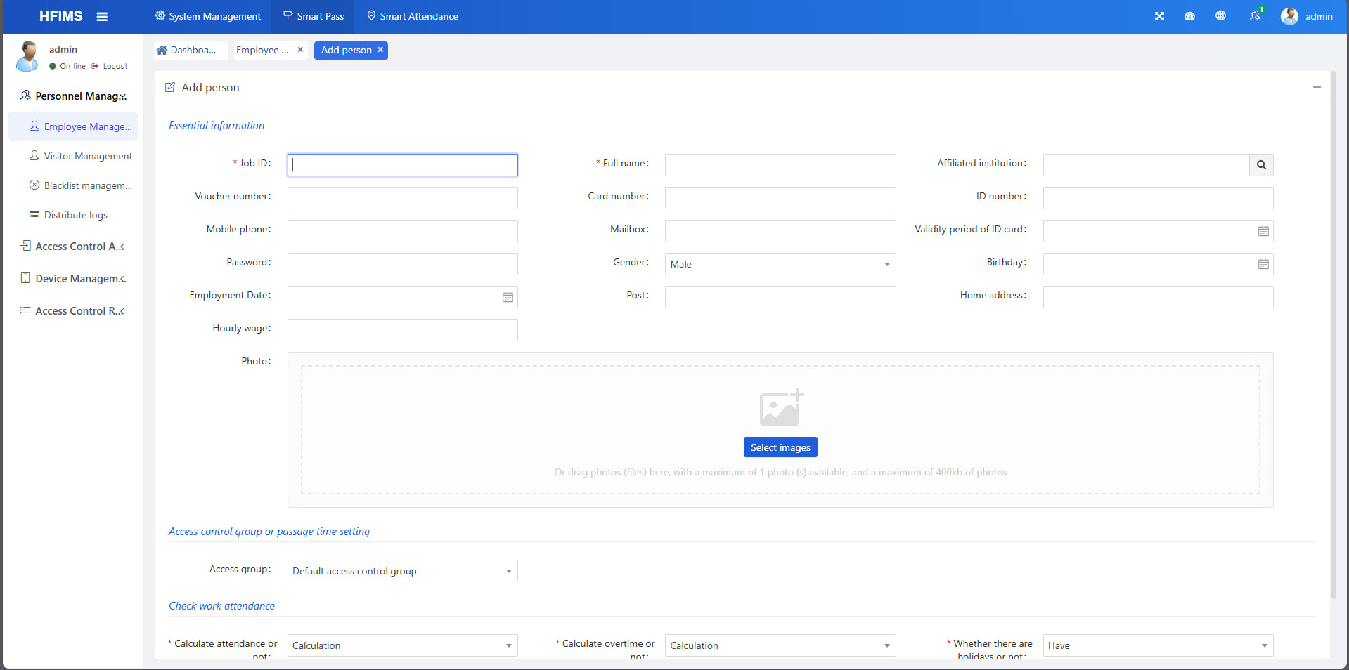 HFIMS software access control