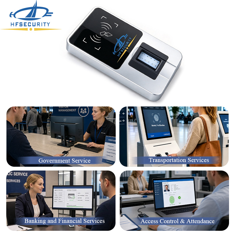 HF-OS2000 fingerprint scanner operating in water, dust and impact — IP54 sealing, −20 °C to 85 °C, ±8/15 kV ESD
