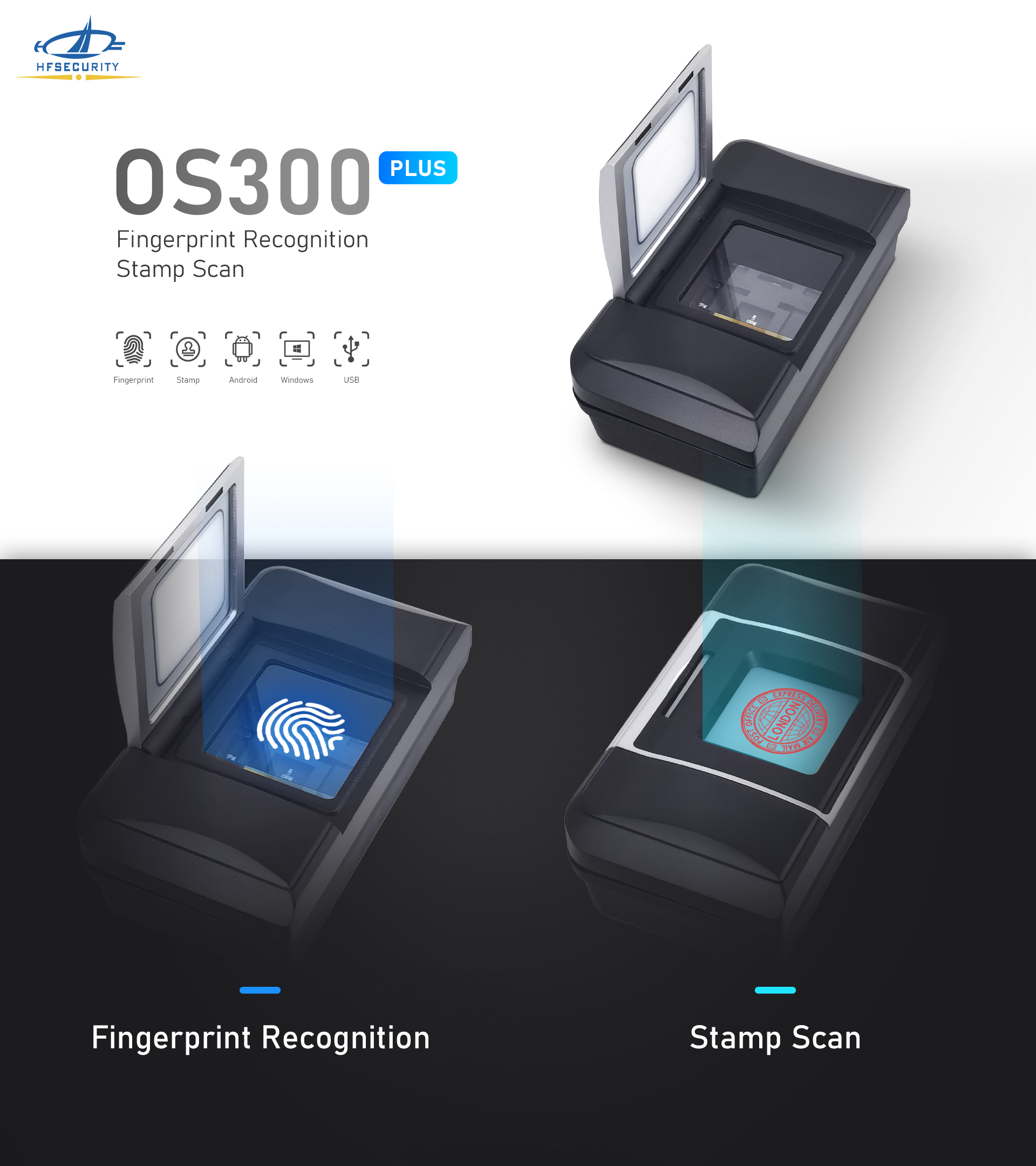 Scanner d'empreintes digitales en option HFOS300 Stamp